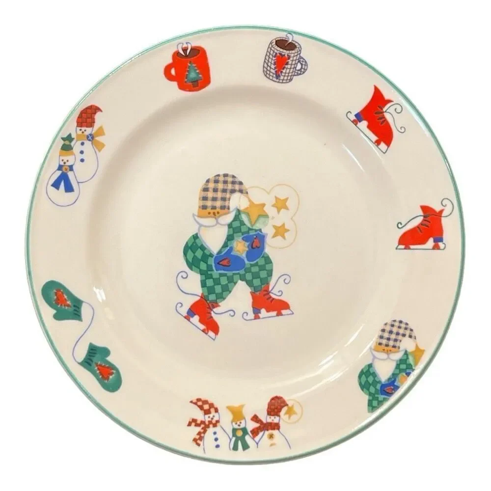 Welcome Winter Salad Plates Christmas Stoneware Farmhouse
